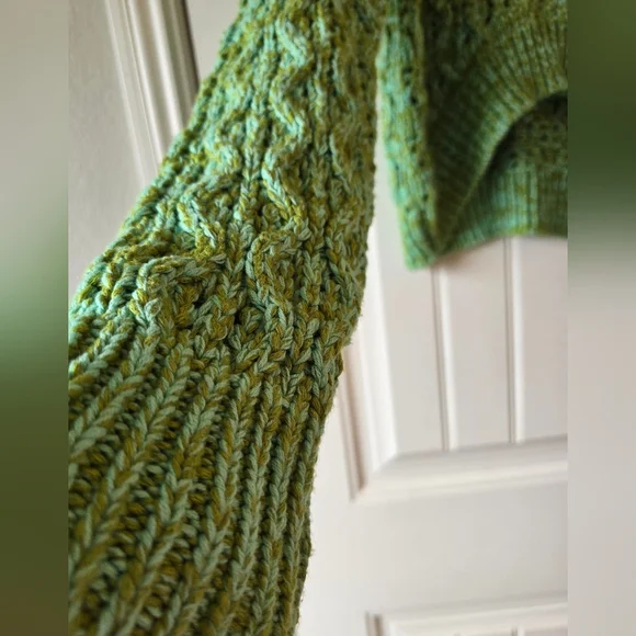🧶 Urban Outfitters BDG Chunky Knit Quarter-Zip Sweater Pullover Green M - Picture 15 of 16